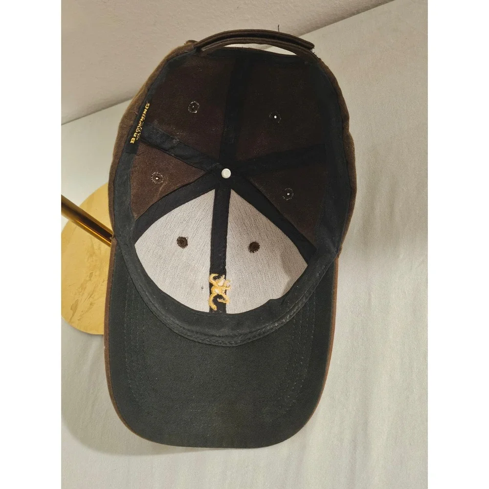 Browning Mens Brown Cotton Embroidered Logo Baseball Cap Adjustable Hat OSFA
